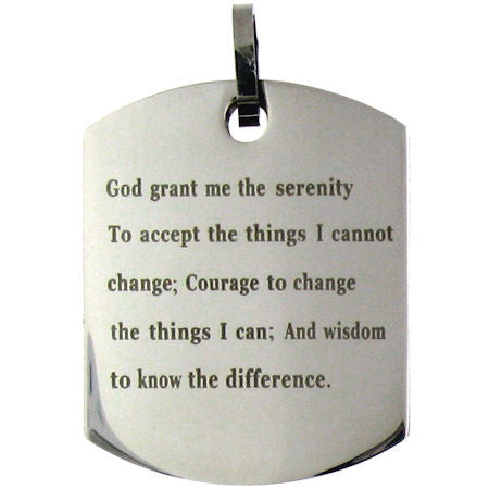 Stainless Steel Serenity Prayer Pendant Necklace