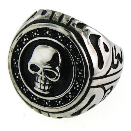 Stainless Steel Skull with Intricate Detail Ring