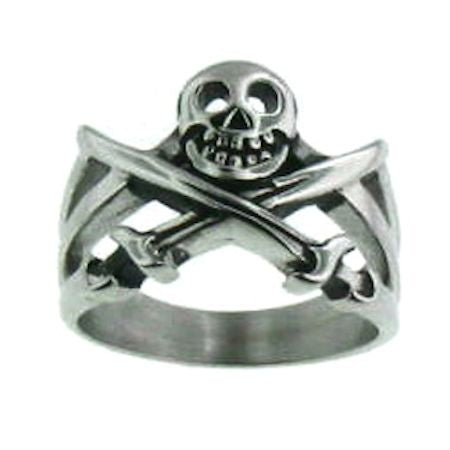 Stainless Steel Skull Crossbones Ring