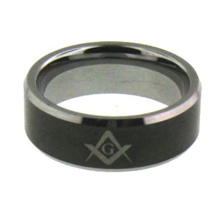Tungsten Black Masonic Ring