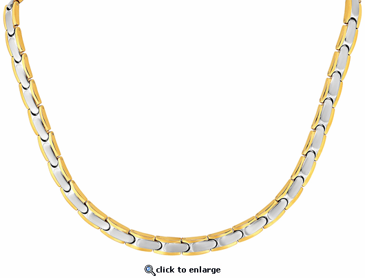 Stainless Steel Magnetic 2-Tone Therapy Necklace