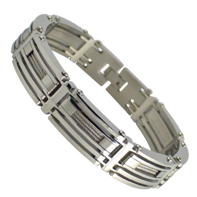 Stainless Steel with Steel Cable inside the Links Bracelet