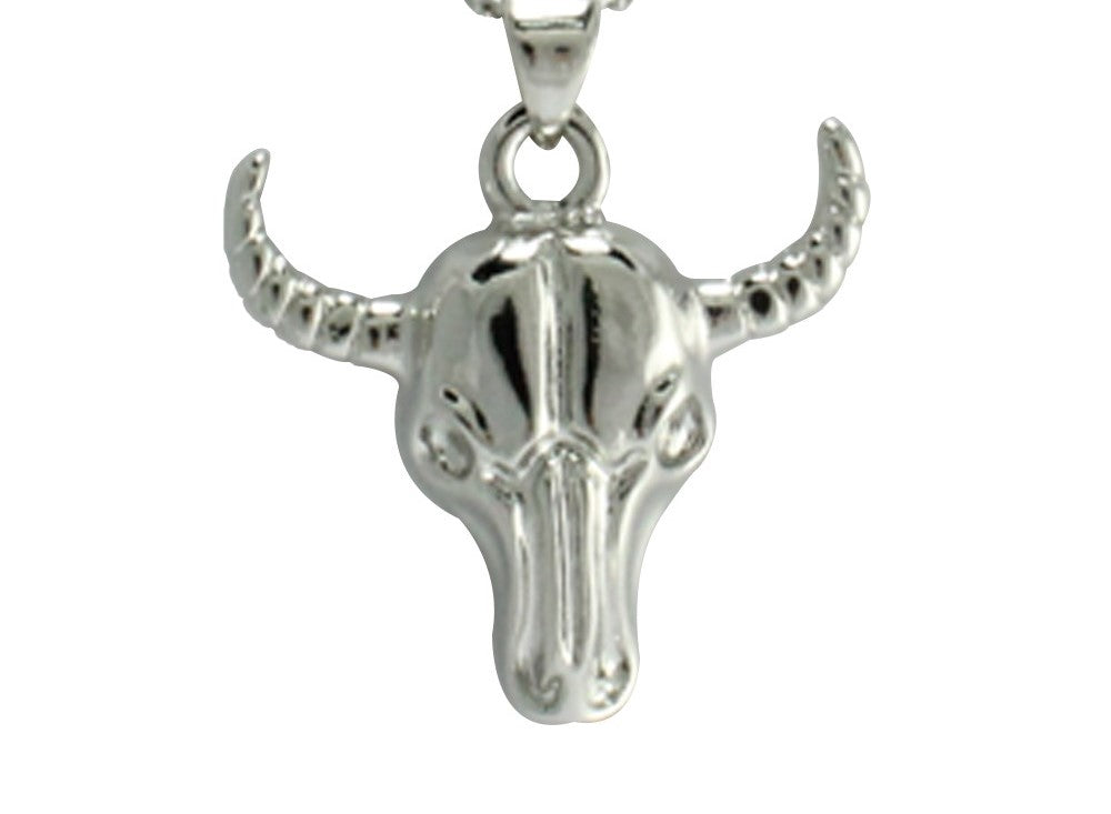 Stainless Steel Bull Horn Pendant Necklace