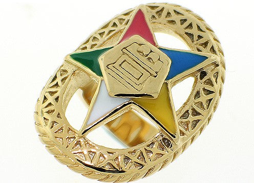 Stainless Steel Eastern Star Ring - Gold