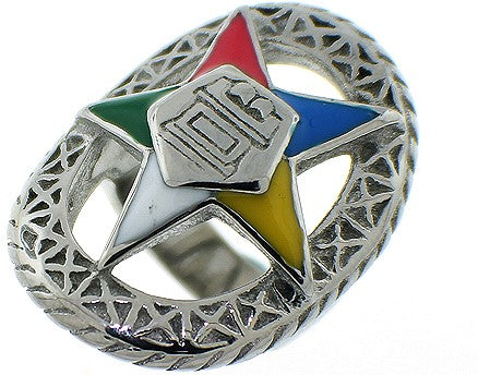 Stainless Steel Eastern Star Ring-Silver